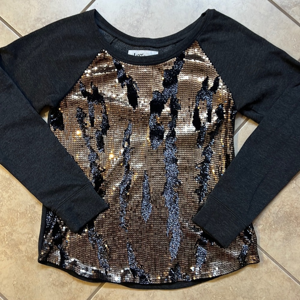 Express longsleeve sweater with black and gold sequins size medium